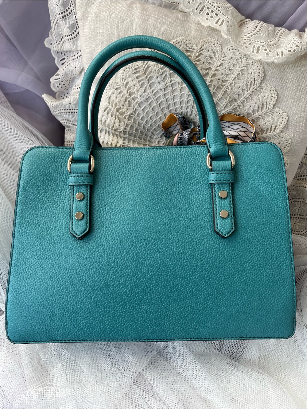 Kate Spade ♠️ Teal Leather satchel/Crossbody, EUC like NEW - Picture 8 of 12
